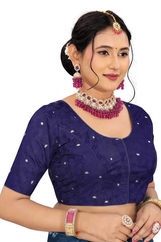 Jacquard Silk Readymade Saree Blouse for Women | Kalavati Fashion