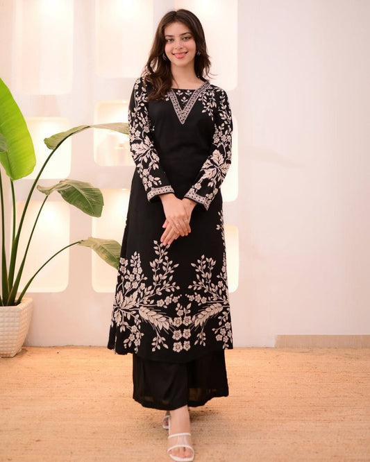 Classic Black Embroidered Kurta Set