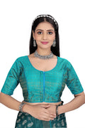 Traditional Silk Brocade Saree Blouse – Readymade