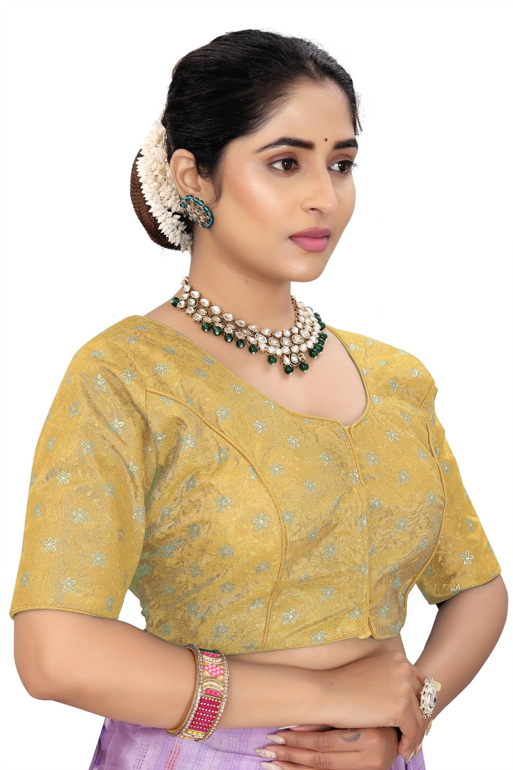 Designer Yellow Brocade Blouse for Women | Party & Wedding Wear