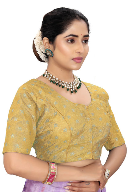 Designer Yellow Brocade Blouse for Women | Party & Wedding Wear