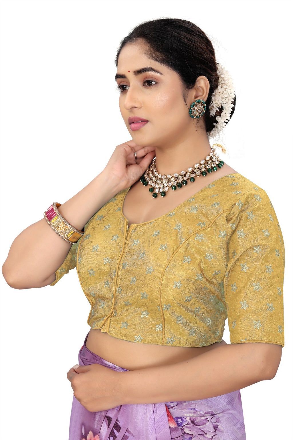 Designer Yellow Brocade Blouse for Women | Party & Wedding Wear