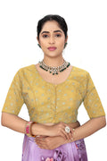 Designer Yellow Brocade Blouse for Women | Party & Wedding Wear