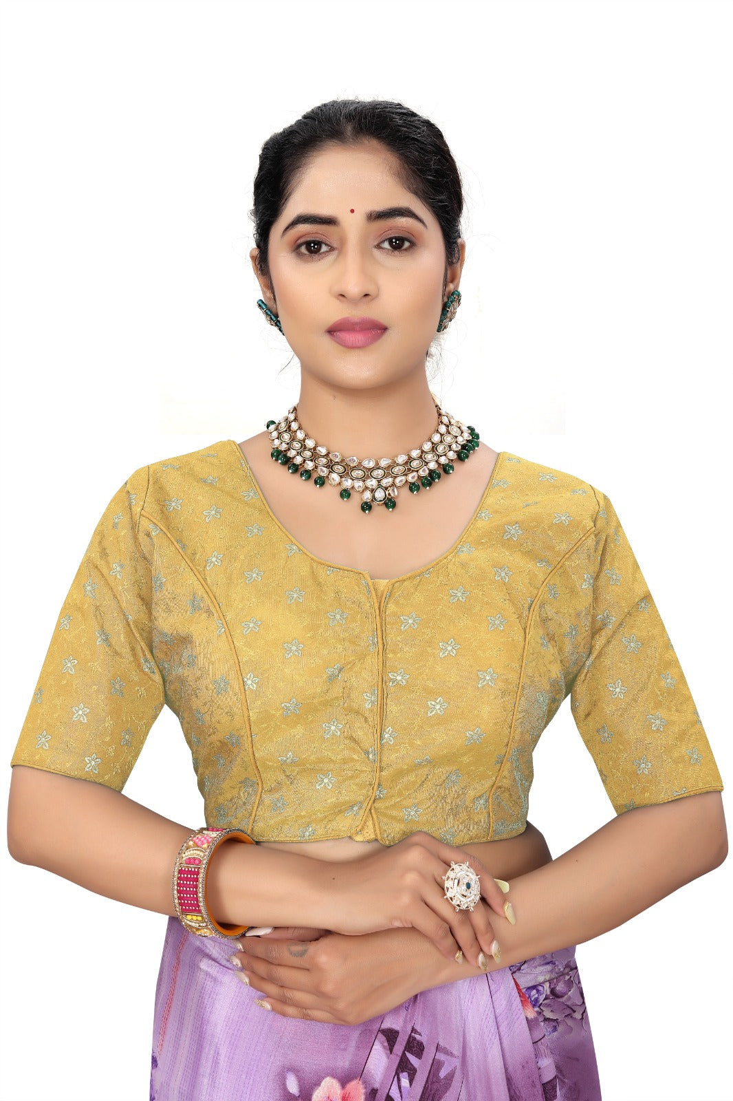 Designer Yellow Brocade Blouse for Women | Party & Wedding Wear
