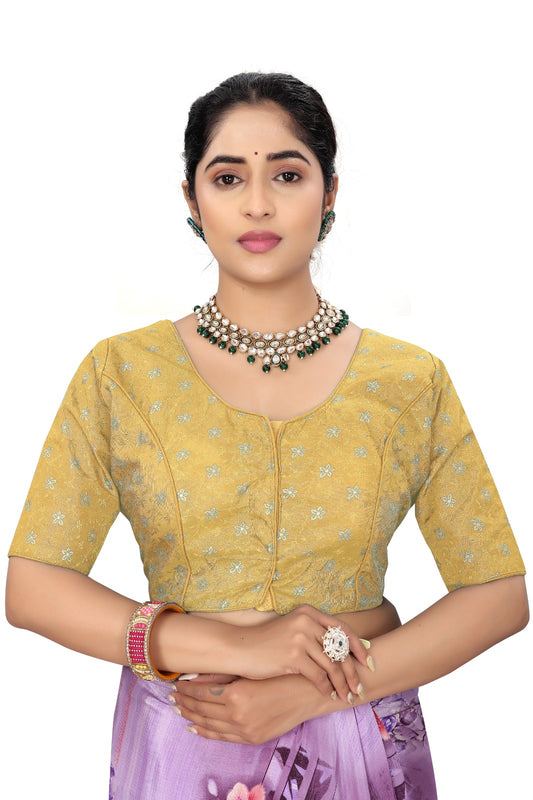 Designer Yellow Brocade Blouse for Women | Party & Wedding Wear