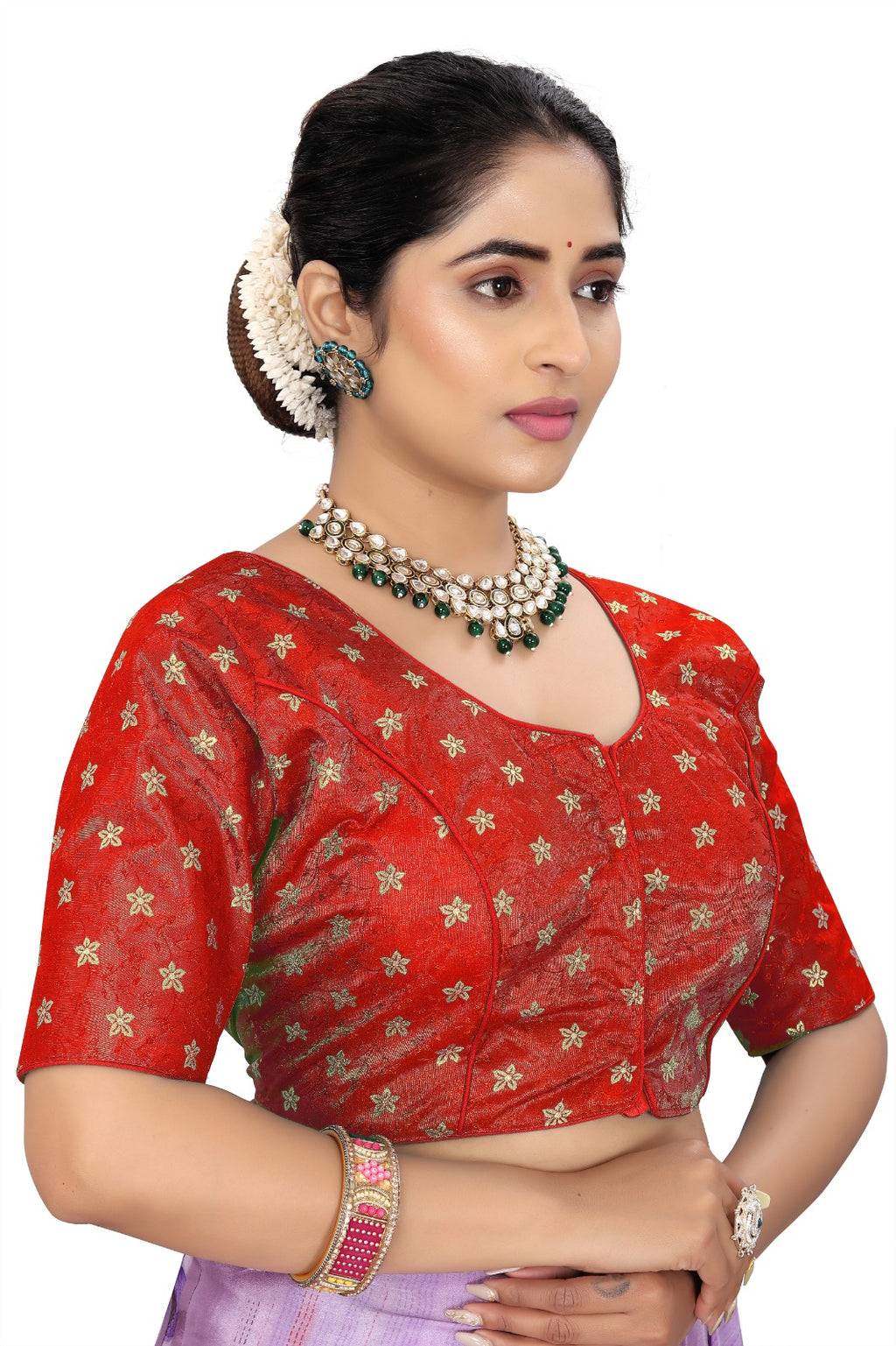Designer Red Brocade Blouse for Women | Party & Wedding Wear