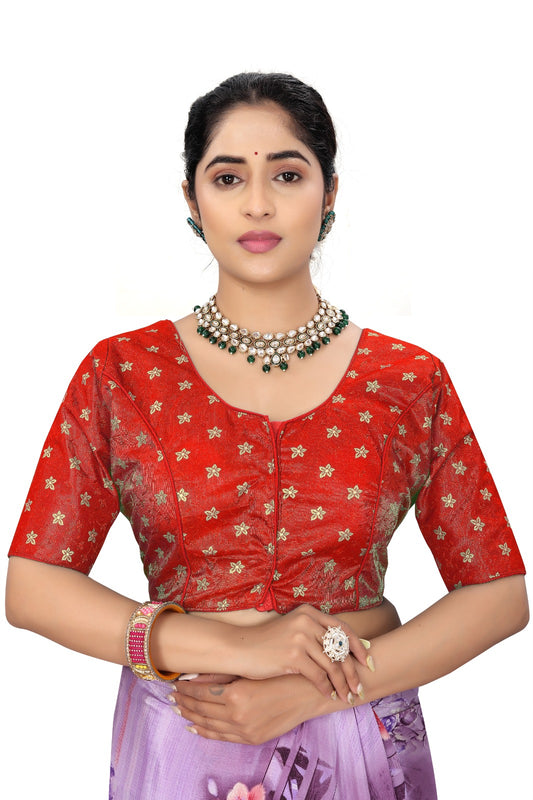 Designer Red Brocade Blouse for Women | Party & Wedding Wear
