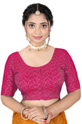 Traditional Silk Brocade Saree Blouse – Readymade
