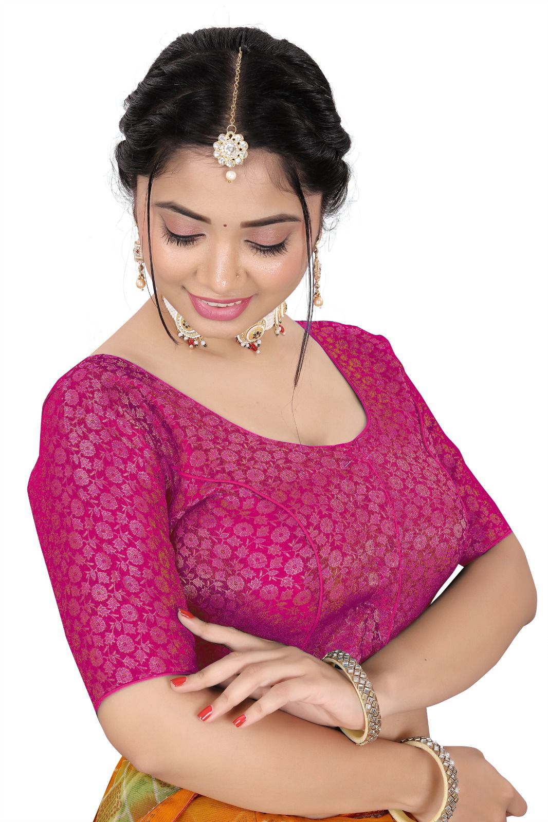 Premium Ethnic Brocade Blouse for Saree | Party Wear