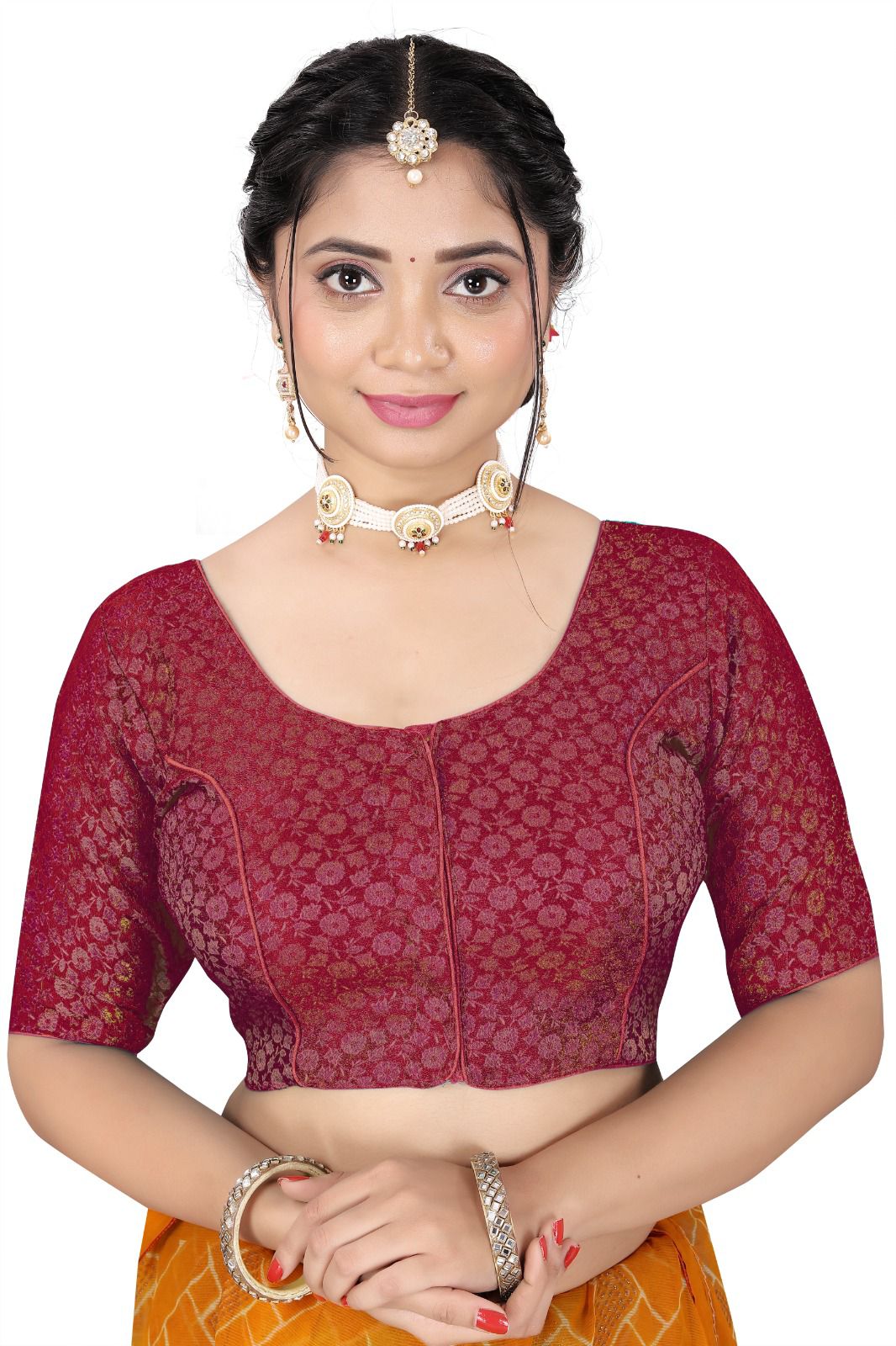 Premium Ethnic Brocade Blouse for Saree | Party Wear