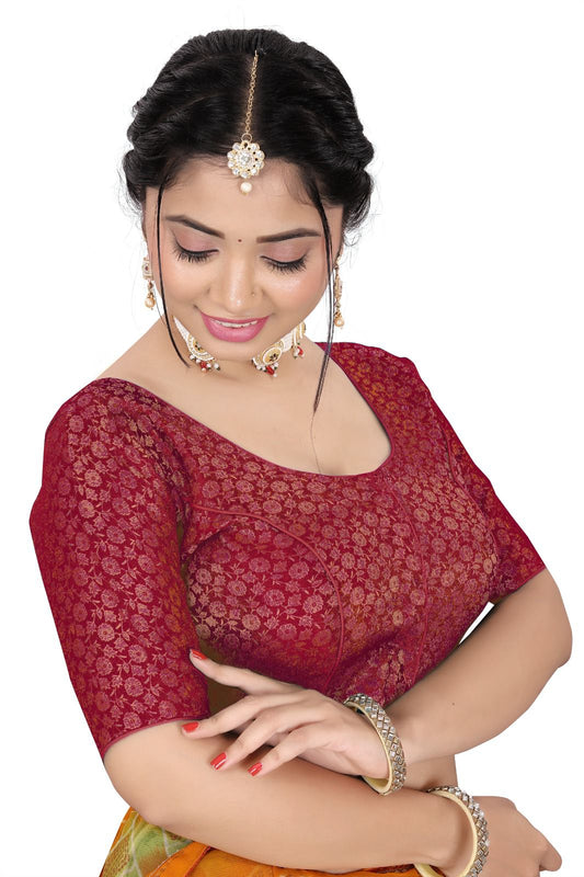 Premium Ethnic Brocade Blouse for Saree | Party Wear