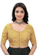 Traditional Silk Brocade Saree Blouse – Readymade