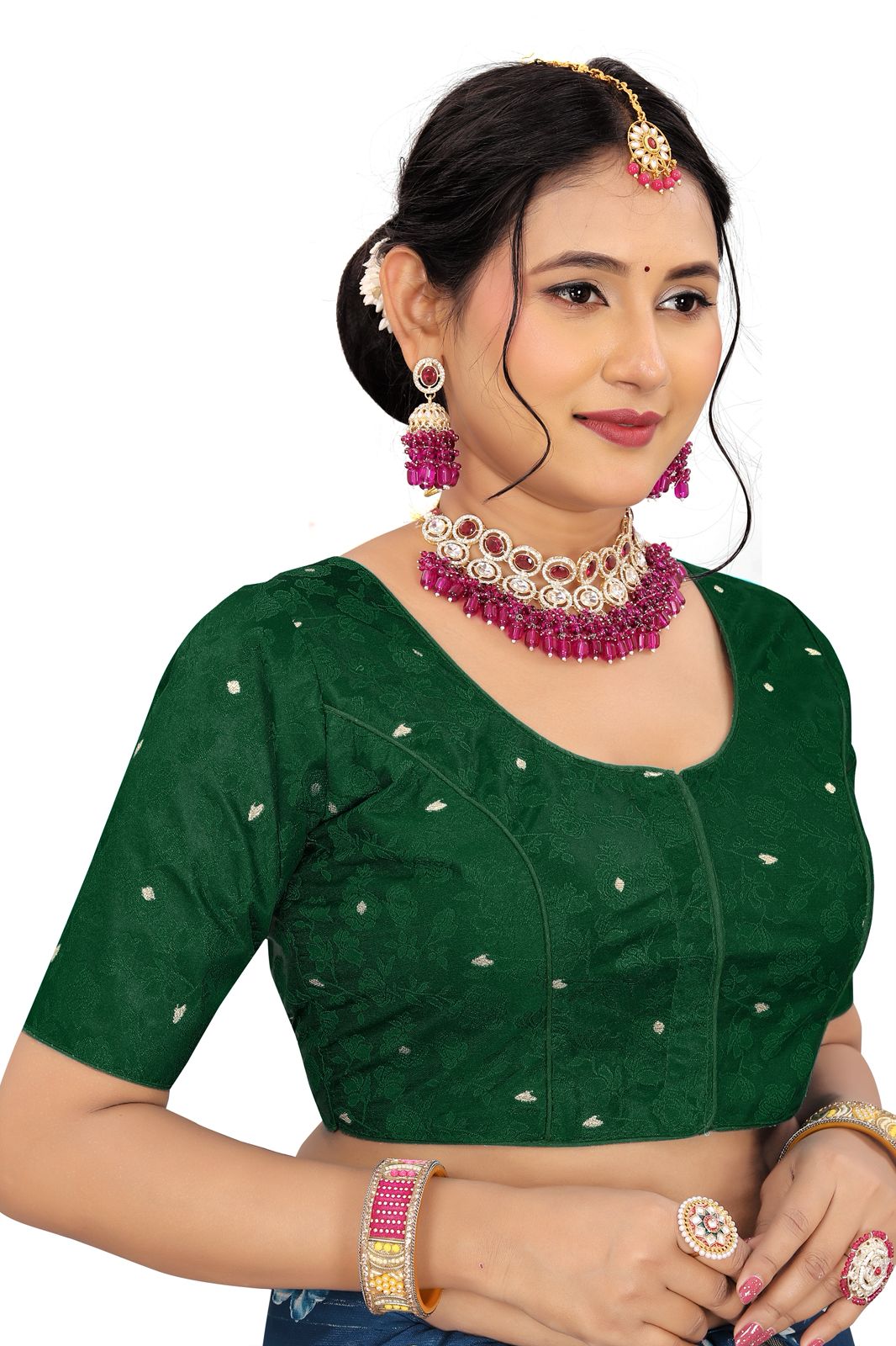 Jacquard Silk Readymade Saree Blouse for Women | Kalavati Fashion