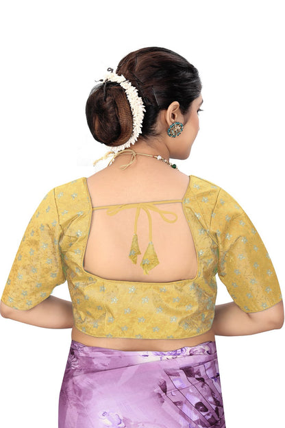 Designer Yellow Brocade Blouse for Women | Party & Wedding Wear