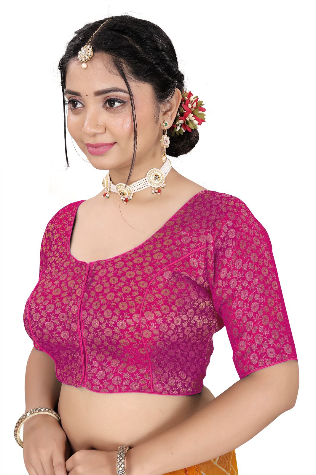 Premium Ethnic Brocade Blouse for Saree | Party Wear