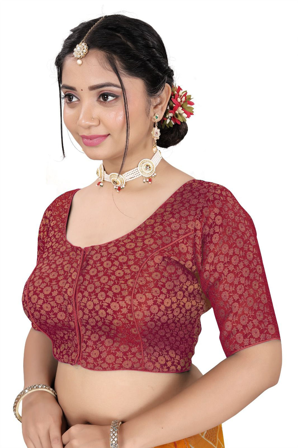 Premium Ethnic Brocade Blouse for Saree | Party Wear
