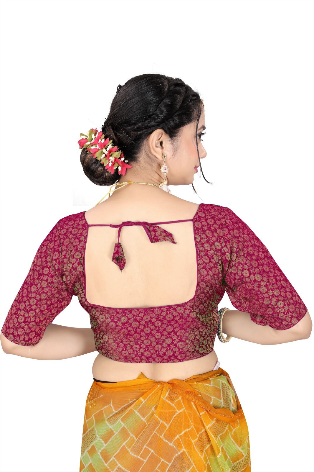 Premium Ethnic Brocade Blouse for Saree | Party Wear