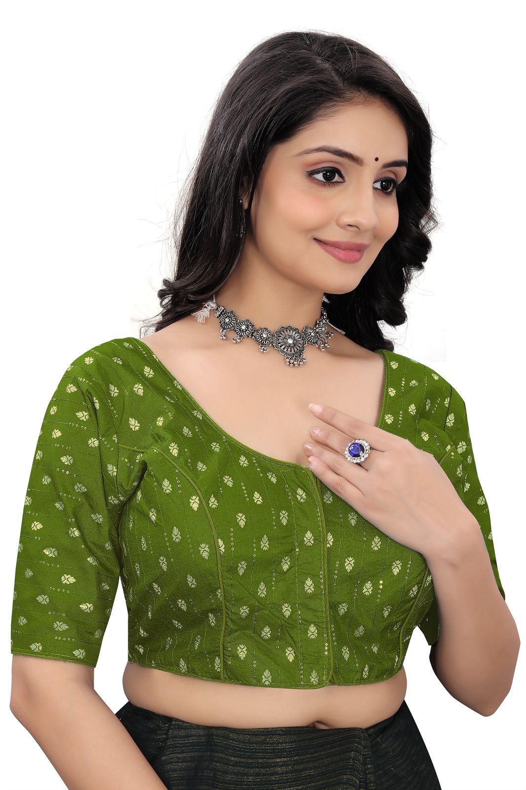 Designer Teal Green Brocade Blouse for Women | Festive & Wedding Wear