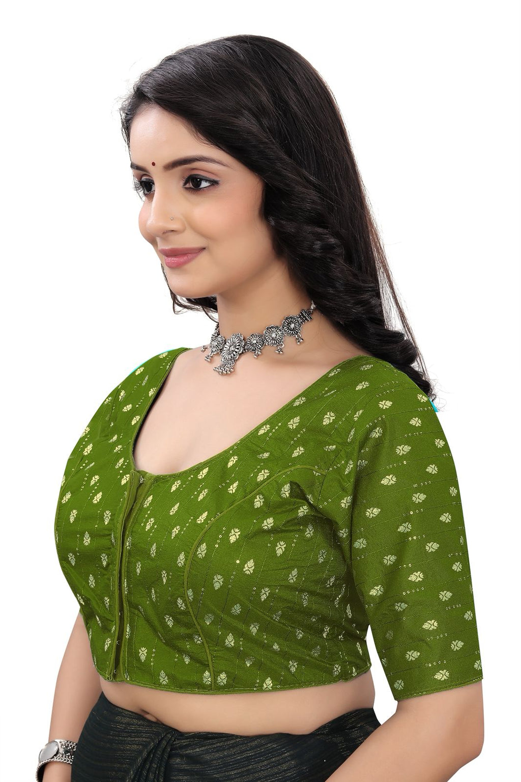 Designer Teal Green Brocade Blouse for Women | Festive & Wedding Wear
