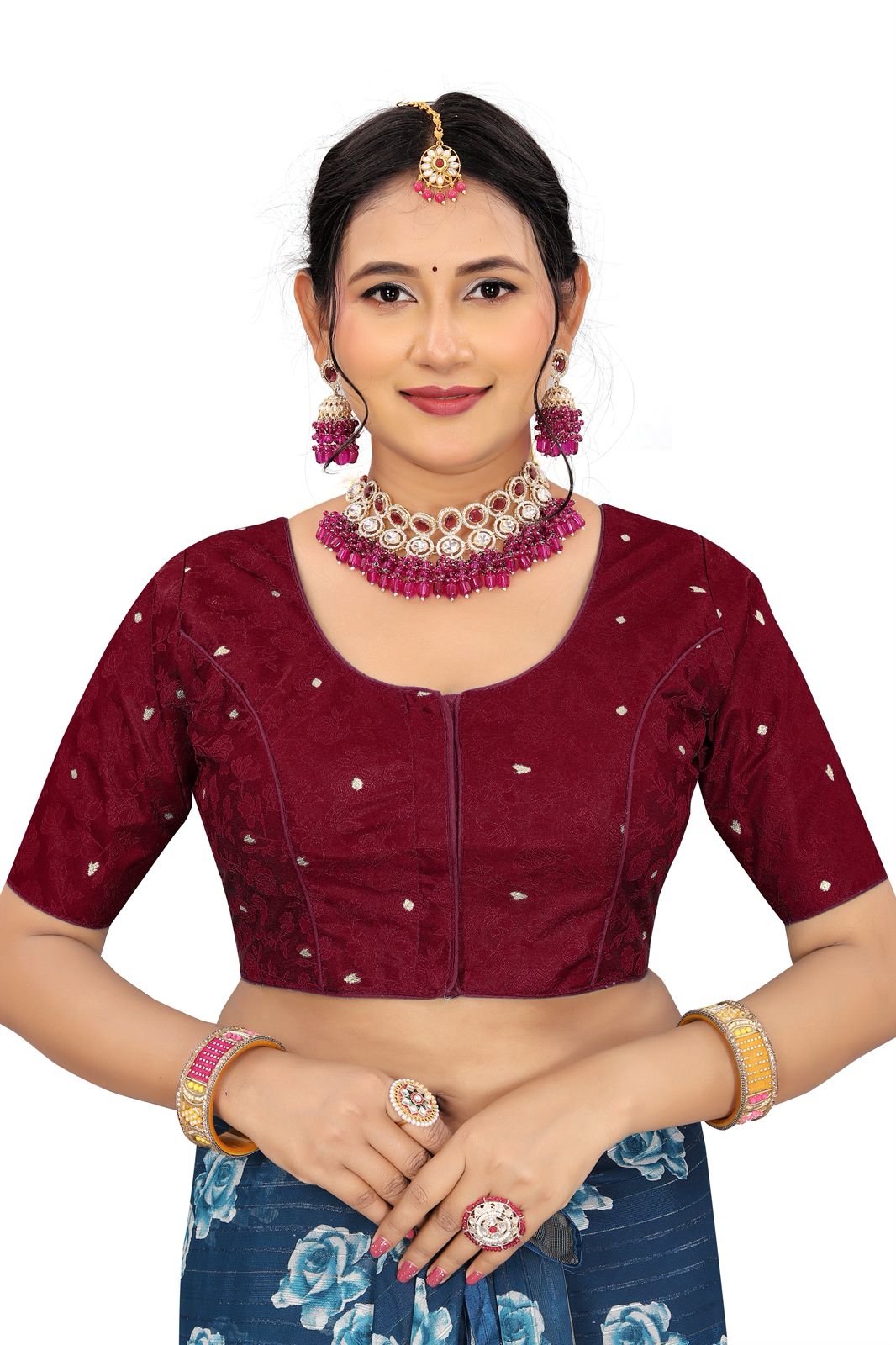 Jacquard Silk Readymade Saree Blouse for Women | Kalavati Fashion