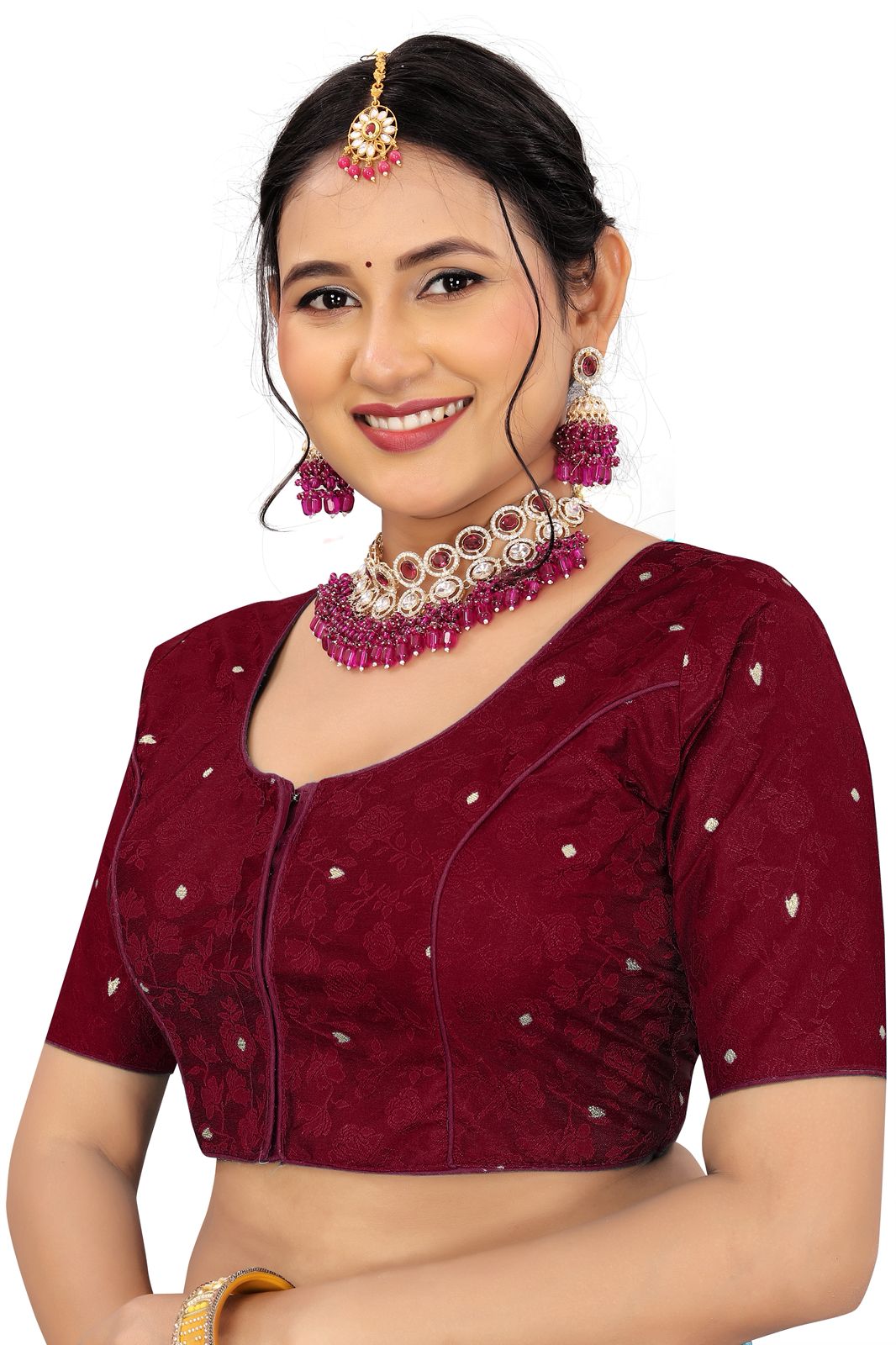 Jacquard Silk Readymade Saree Blouse for Women | Kalavati Fashion