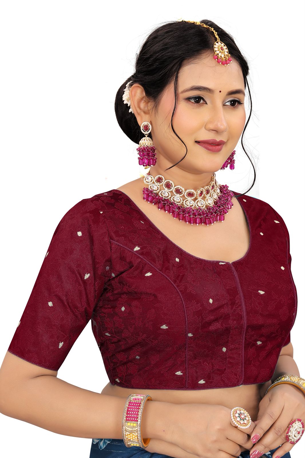 Jacquard Silk Readymade Saree Blouse for Women | Kalavati Fashion