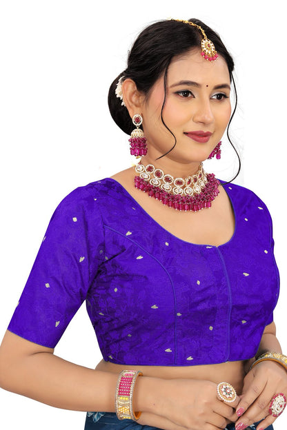 Jacquard Silk Readymade Saree Blouse for Women | Kalavati Fashion